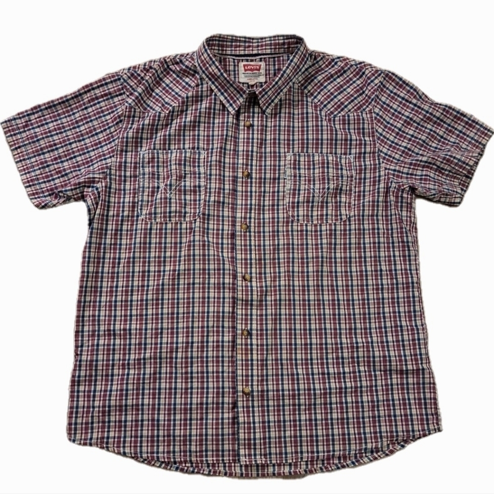 Levi's Vintage Short Sleeve Red Plaid Button-Down Shirt Men's Size XXXL